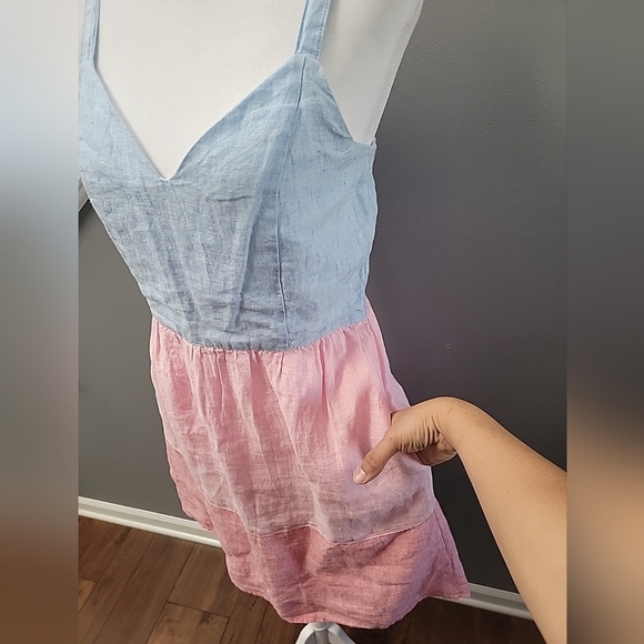 Cynthia Rowley 100% Linen 3 Color Dress with Pockets Coastal Barbiecore Sz 2 - Picture 3 of 6